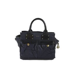 Rag & Bone Womens Leather Color Block Zip Small Satchel Handbag Blue Black